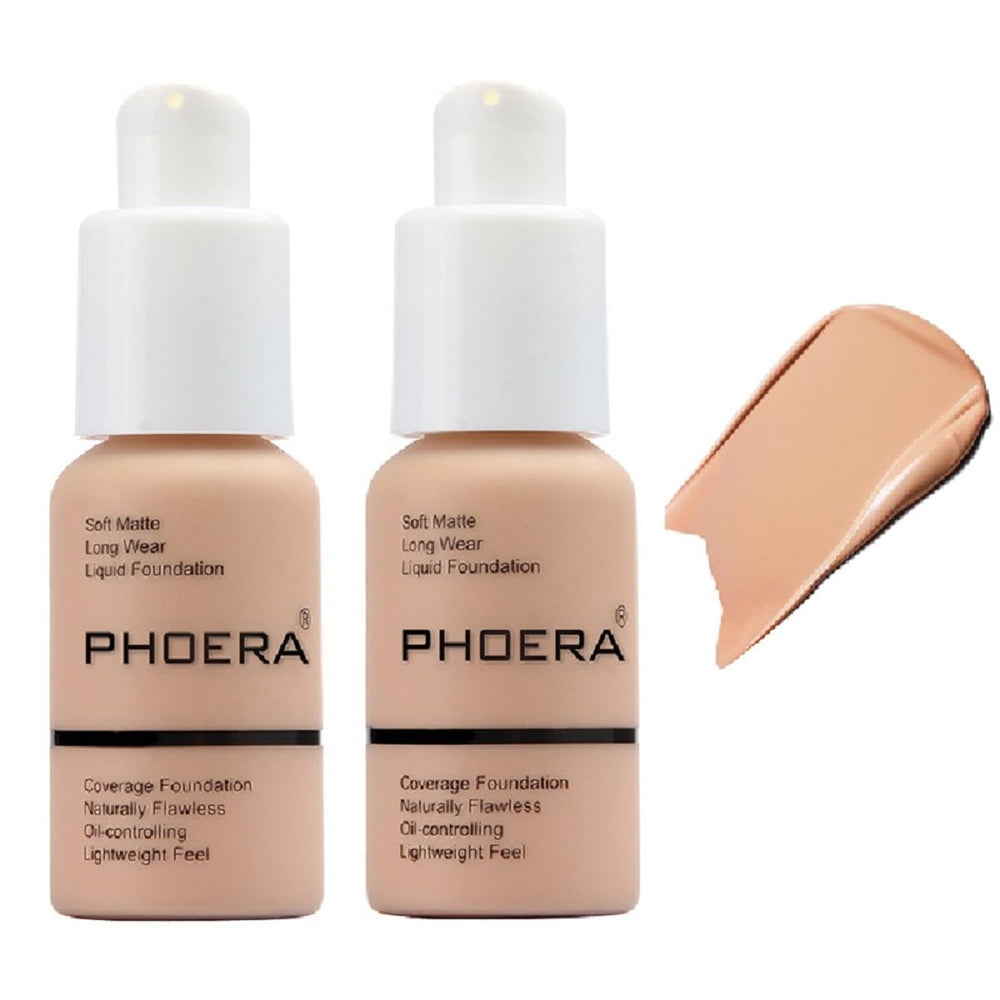 nvyue PHOERA Foundation 103 Warm Peach bottle close-up, demonstrating full coverage potential.