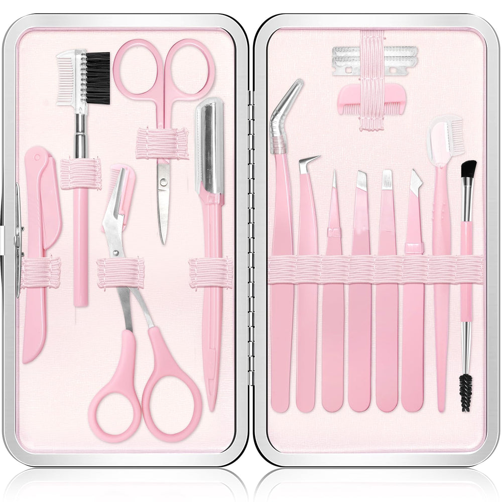 NXPPYY Eyebrow Kit 17in1 tweezers bundle for precise brow shaping and facial hair grooming.
