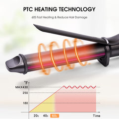 Nycoba curling iron ceramic barrel for even heat and smooth curls.