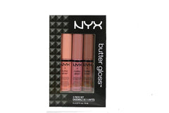 NYX Butter Lip Gloss Set Creme Brulee close-up showing creamy shine for lips