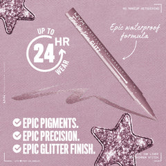 Waterproof glitter finish on NYX Epic Ink Glitz liner for all-day wear