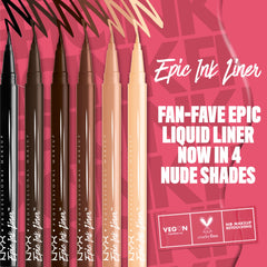 NYX Epic Ink Liner dark-chocolate-matte shade delivers natural definition.