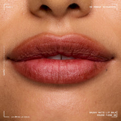 Swatch of Smushy Matte Lip Balm chocolate brown for everyday color.