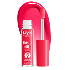 NYX This Is Milky Gloss Cherry Milkshake cap close-up showing sleek packaging and vegan hydration