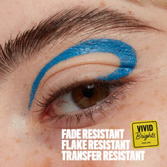 NYX Vivid Brights Liquid Liner Cobalt Crush wings showcase bold color