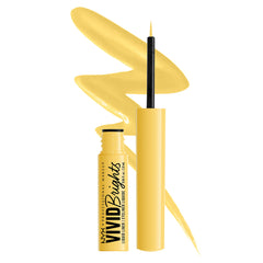 Nyx Vivid Brights yellow liner close-up showing bold matte color and precise tip