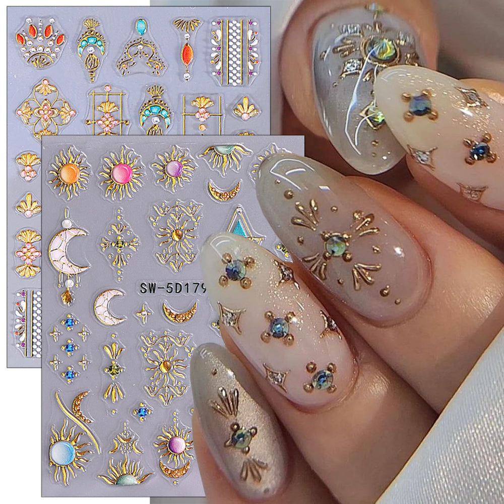 NZRAESTRS embossed stars bohemian nail decals for a chic look