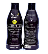 Nzuri Elixir bottle front view showing branding for daily hair, skin, and nails support