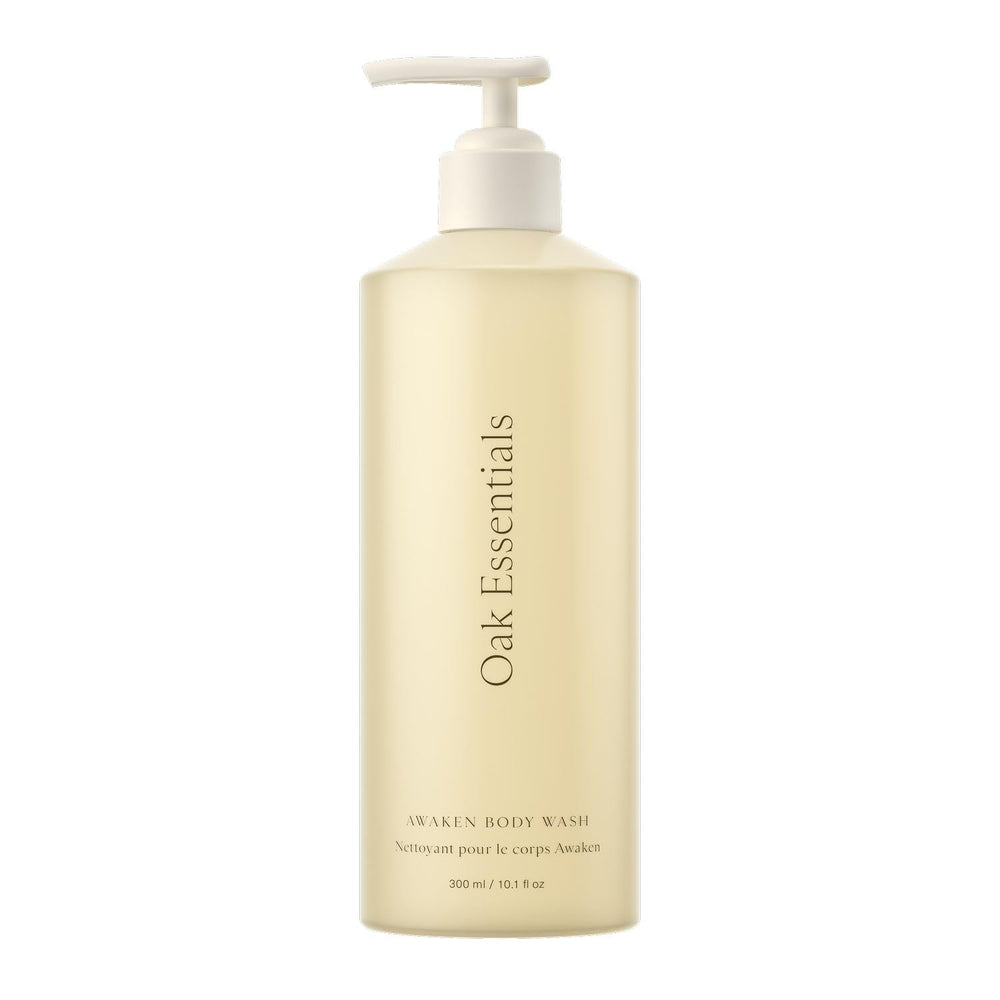 Oak Essentials Awaken Body Wash with lavender oil for calm, hydrated skin after a refreshing shower
