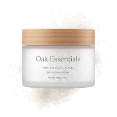 Oak Essentials Dream Bath Soak bottle ready for a soothing nighttime soak