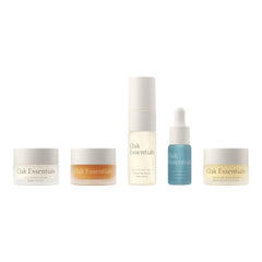 Oak Essentials cleansing balm image demonstrates makeup removal for a gentle cleanse.