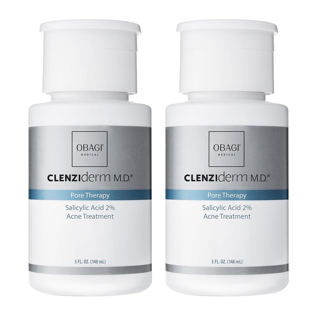 Obagi CLENZIderm Pore Therapy toner two-pack front view helps unclog pores.