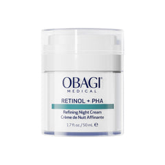 Obagi Medical Retinol + PHA Refining Night Cream jar — overnight renewal and smoother skin texture.