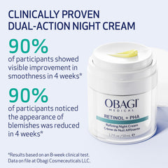 Obagi Medical Retinol + PHA Refining Night Cream texture-swirl — lightweight formula for easy overnight absorption.
