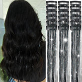 Obinying Hair Tinsel 18pcs glitter strands for a quick, sparkling festival look.