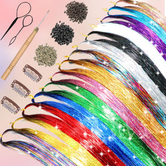 48-inch tinsel strands length suits most hair lengths for easy styling.