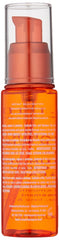 Hair strands glow after applying Obliphica Seaberry serum.