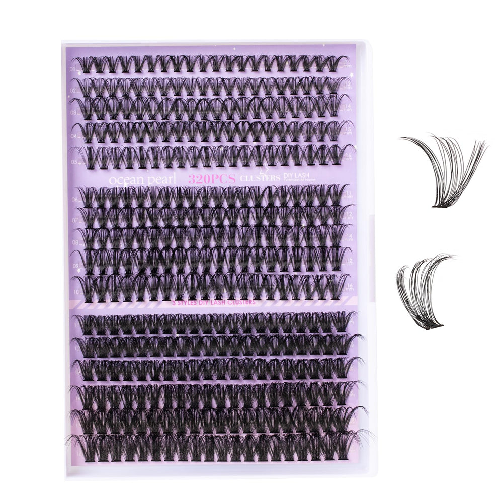 Ocean Pearl Lash Clusters 320pcs in 11–20mm arranged for natural volume.