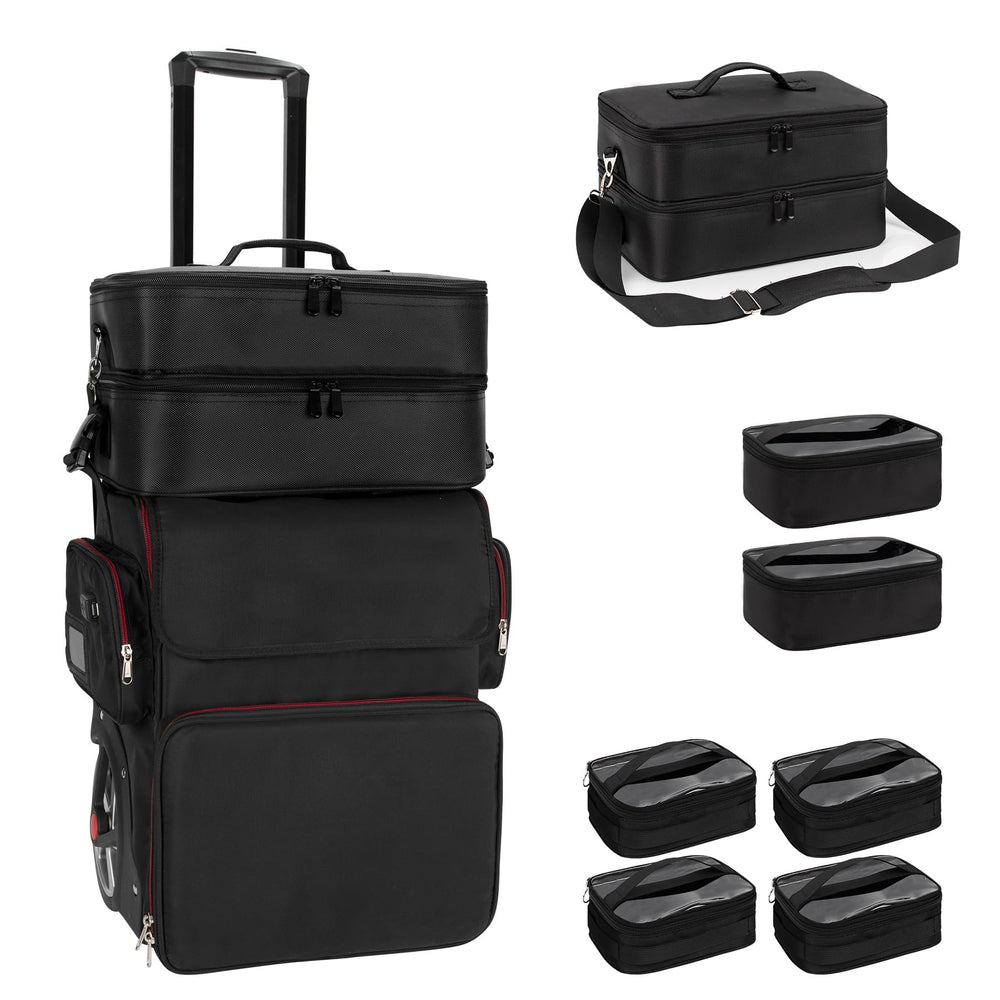 OCHEAL large makeup train case with wheels for mobile professional setup