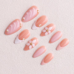 OCOUYVD 3D flower pearl design nails add fashion-forward detail to any outfit.