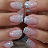 OCOUYVD glitter press-on nails short square for fast party glam