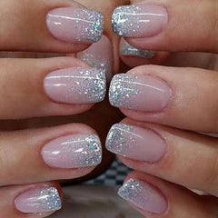 OCOUYVD glitter press-on nails short square for fast party glam