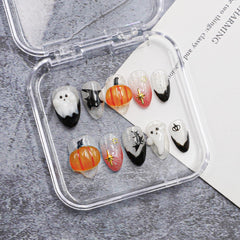 OCOUYVD ghost design nails for a festive Halloween look and easy application.