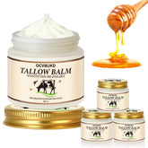 OCVWJKD Beef Tallow & Honey Balm tub open highlights rich moisture for daily skin hydration.