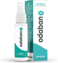 ODABAN Antiperspirant Spray bottle front with fragrance-free formula for all-day dryness