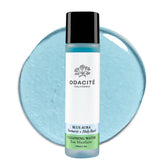 Odacité Blue Aura bottle demonstrates no-rinse micellar cleansing for quick removal