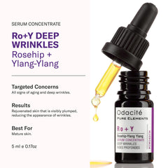 Odacité rosehip oil closeup showing vitamins and antioxidants for aging skin.