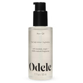 ODELE Hair Oil bottle showing baobab and argan oils for shiny, hydrated hair.
