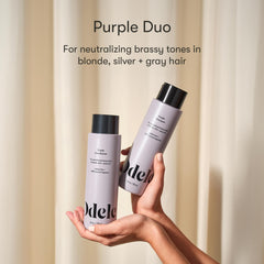 Odele Purple Conditioner bottle nourishes silver and gray hair.