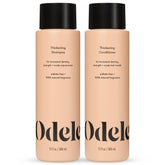Odele thickening shampoo bottle pour demonstrates easy application for fuller-looking hair