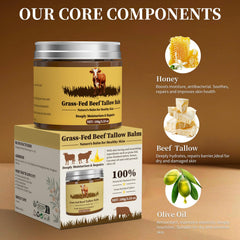 Oebitor Honey Tallow Balm close-up illustrates soothing texture for daily use.