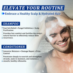 Oely antifungal shampoo and conditioner packaging emphasizing professional-grade care.