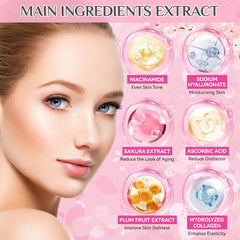 Ofanyia Sakura serum bottle for lightweight hydration.