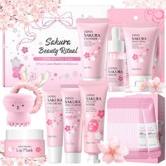 Ofanyia Sakura skincare set packaging, ideal for gifting and travel.