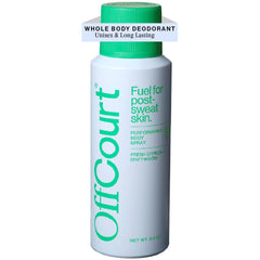 OffCourt natural body spray front bottle displaying citrus-driftwood scent profile.