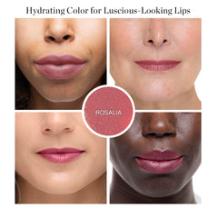 Ogee Rosalia swatch reveals buildable color on lips