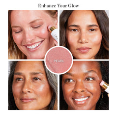 Ogee Sculpted Face Stick Pearl Shimmer on cheekbone for buildable radiance.