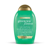 OGX Active Beauty Green Tea Fitness Shampoo bottle promotes fresh, energized hair.