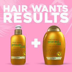 OGX Pracaxi Recovery Oil leaves hair with silky shine after use.
