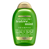 OGX Tea Tree Mint Shampoo bottle front promoting a refreshing scalp cleanse.