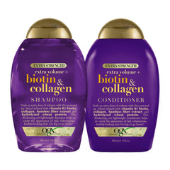 OGX Thick & Full shampoo bottle showing volume-boosting formula for fine hair