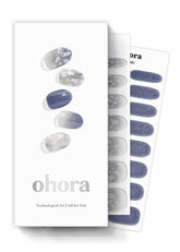 ohora Gleam Blue nail strip set shown for salon-ready nails at home