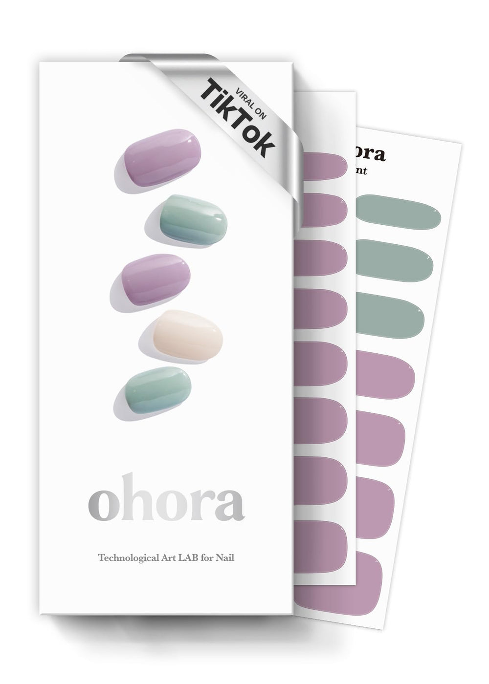 Ohora N Tahiti purple-green nail strips close-up, vibrant fashion-ready design.