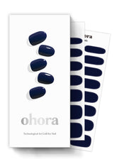 ohora Royal Navy nail wrap kit shows blue solid strips for long-lasting at-home nails