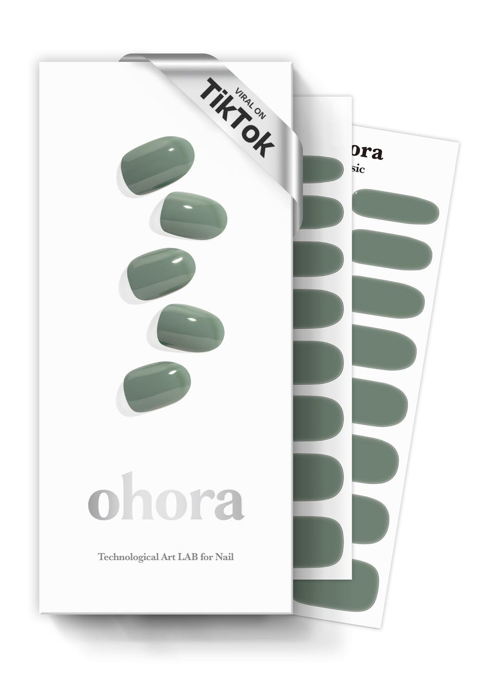 ohora semi cured gel nail strips in green leaf design for at-home salon-quality nails