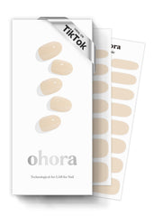 ohora nude base gel nail strips in packaging; easy at-home salon look